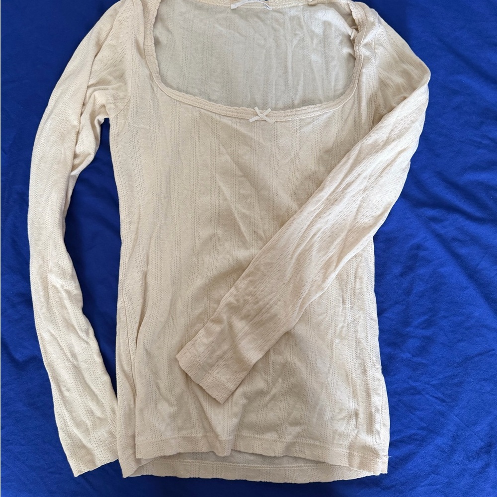 DOEN Romy Pointelle Cream Long Sleeve size S